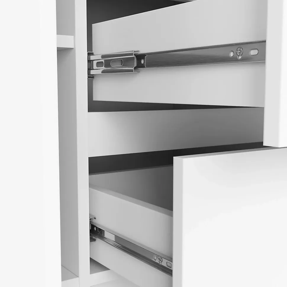 Commode AKORD K100 Blanche 101 cm 2 portes 3 tiroirs façade Blanche 4 étagères 101x35x76 cm