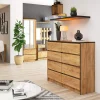 Commode AKORD K120 Chêne Craft 120 cm 8 tiroirs façade Chêne Craft 120x40x99 cm