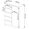 Commode AKORD K80 Chêne Sonoma 80 cm 1 porte 5 tiroirs façade Blanche 3 étagères 80x35x97 cm