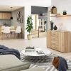 Commode AKORD K45 Chêne Sonoma 110 cm 2 portes 4 tiroirs façade Chêne Sonoma 4 étagères 110x35x80 cm