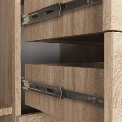 Commode AKORD K45 Chêne Sonoma 110 cm 2 portes 4 tiroirs façade Chêne Sonoma 4 étagères 110x35x80 cm