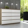 Commode AKORD K120 Chêne Sonoma 120 cm 8 tiroirs façade Blanche 120x40x99 cm