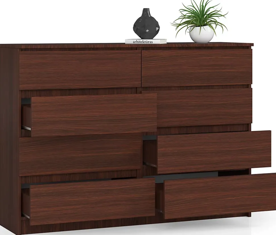Commode AKORD K140 Wengé 138 cm 8 tiroirs façade Wengé 138x40x99 cm