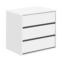 Commode Antar, Commode avec 3 tiroirs, Commode basse pour intérieurs de garde-robe, Commode moderne, 60x44h57 cm, Blanc