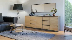 Commode, anthracite / chêne Artisan, 200 x 75 x 40 cm