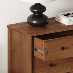 Commode APOANA 4 tiroirs en bois massif - Coloris châtaignier