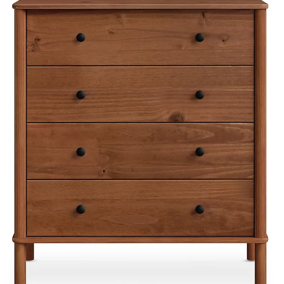 Commode APOANA 4 tiroirs en bois massif - Coloris châtaignier