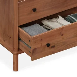 Commode APOANA L 132 cm 6 tiroirs en bois massif - Coloris châtaignier