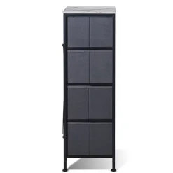 Commode Apollonia Frankystar 4 tiroirs façades marbre clair tiroirs tissu
