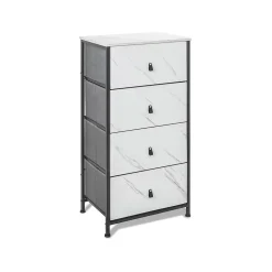 Commode Apollonia Frankystar 4 tiroirs façades marbre clair tiroirs tissu