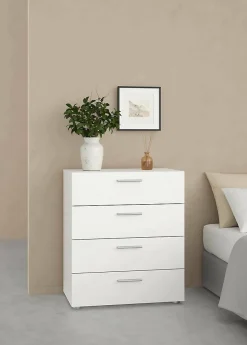 Commode Aramis, Commode polyvalente, Commode de chambre, Meuble avec tiroirs, 70x40 h82 cm, Blanc