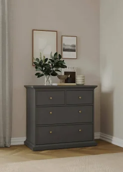 Commode Arika, Commode polyvalente, Commode de chambre, Meuble avec tiroirs, 96x49 h87 cm, Gris