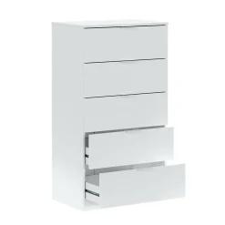 Commode Armenia, Commode 5 tiroirs, Commode pour chambre à coucher, Commode moderne, 60x40h110 cm, Blanc
