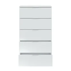 Commode Armenia, Commode 5 tiroirs, Commode pour chambre à coucher, Commode moderne, 60x40h110 cm, Blanc