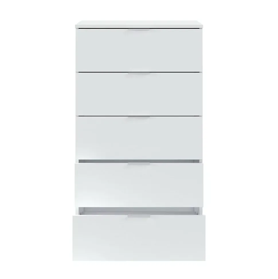 Commode Armenia, Commode 5 tiroirs, Commode pour chambre à coucher, Commode moderne, 60x40h110 cm, Blanc