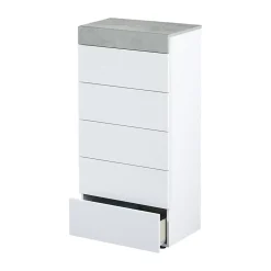 Commode Armo, commode 5 tiroirs, commode pour la chambre, commode moderne, 61x40h118 cm, blanc