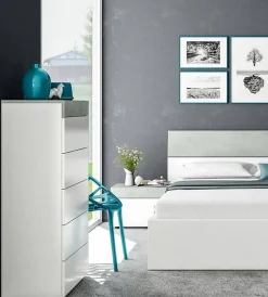 Commode Armo, commode 5 tiroirs, commode pour la chambre, commode moderne, 61x40h118 cm, blanc