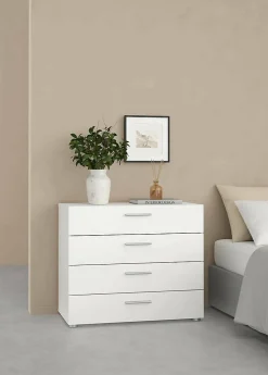 Commode Arwen, Commode polyvalente, Commode de chambre, Meuble avec tiroirs, 80x40 h68 cm, Blanc