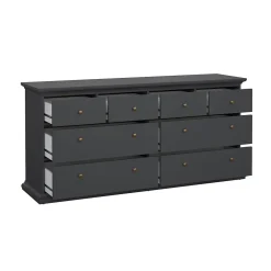 Commode Asiagela, Commode polyvalente, Commode de chambre, Meuble avec tiroirs, 183x49 h87 cm, Gris
