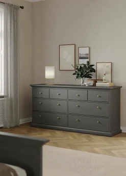 Commode Asiagela, Commode polyvalente, Commode de chambre, Meuble avec tiroirs, 183x49 h87 cm, Gris