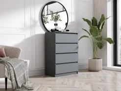 Commode Avec 4 Tiroirs Anthracite, 70 X 39 X 101 Cm