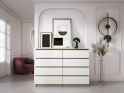 Commode Avec 8 Tiroirs, Chêne Sonoma / Blanc, 120 X 101 X 39 Cm