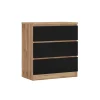Commode Avec 3 Tiroirs Chêne Wotan / Noir, 70 X 39 X 79 Cm