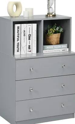 Commode avec 3 Tiroirs Coulissants 60x40x94CM,Organisateur de Rangement avec Dispositifs Anti-Basculement,Gris