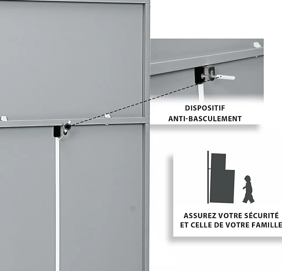 Commode avec 3 Tiroirs Coulissants 60x40x94CM,Organisateur de Rangement avec Dispositifs Anti-Basculement,Gris