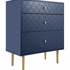 Commode avec ragement pour chambre - 3 tiroirs - bleu foncé
