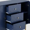 Commode avec ragement pour chambre - 3 tiroirs + 2 portes - bleu foncé