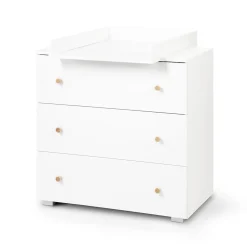 Commode Bébé Avec Plan à Langer Amovible Et 3 Tiroirs Blanc / Pin