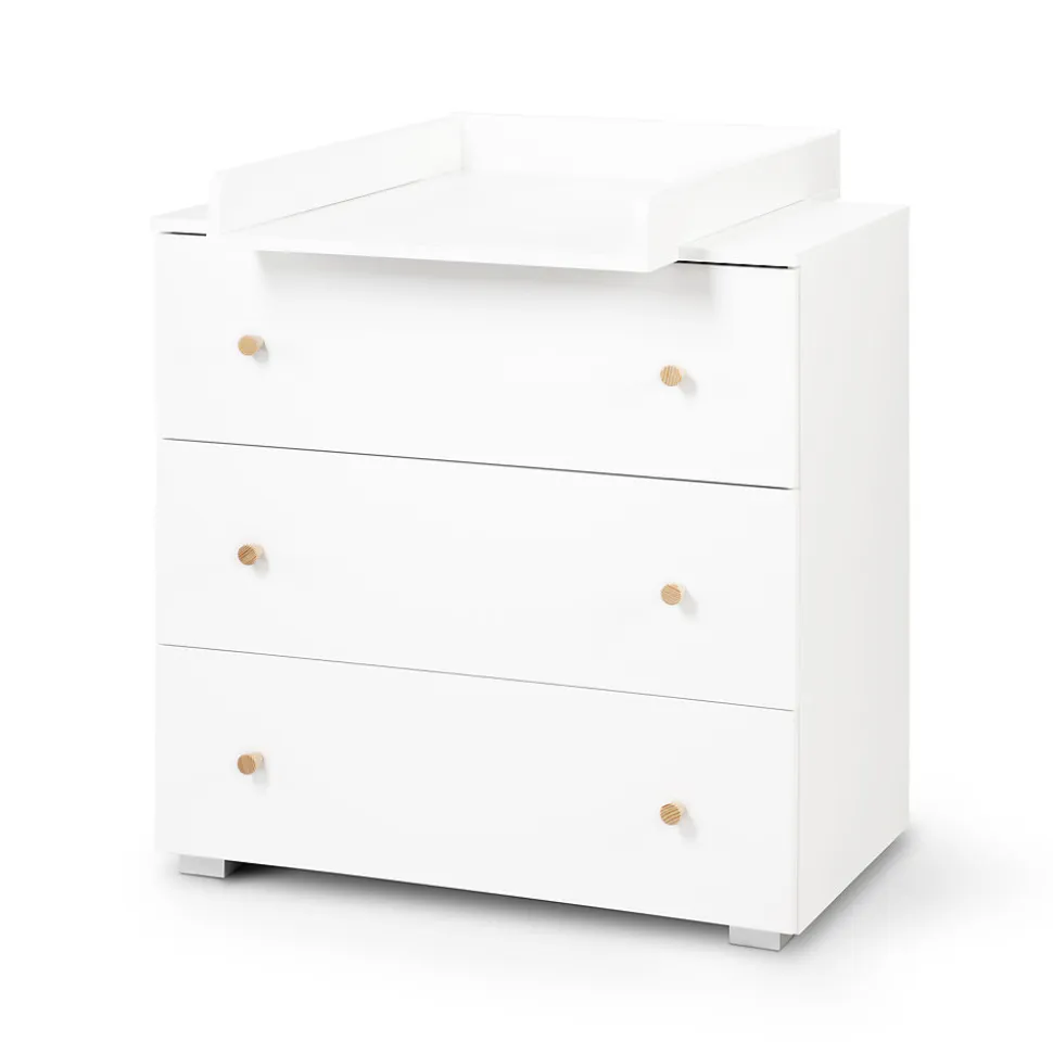 Commode Bébé Avec Plan à Langer Amovible Et 3 Tiroirs Blanc / Pin