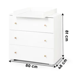 Commode Bébé Avec Plan à Langer Amovible Et 3 Tiroirs Blanc / Pin