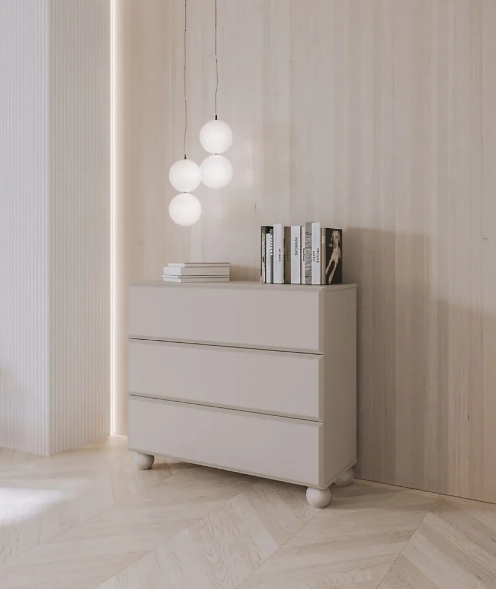 Commode beige avec 3 tiroirs 100 cm CHOCOLATED