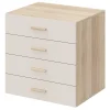 Commode beige cachemire et effet chêne avec 4 tiroirs GoodHome Atomia H. 75 x L. 75 x P. 58 cm
