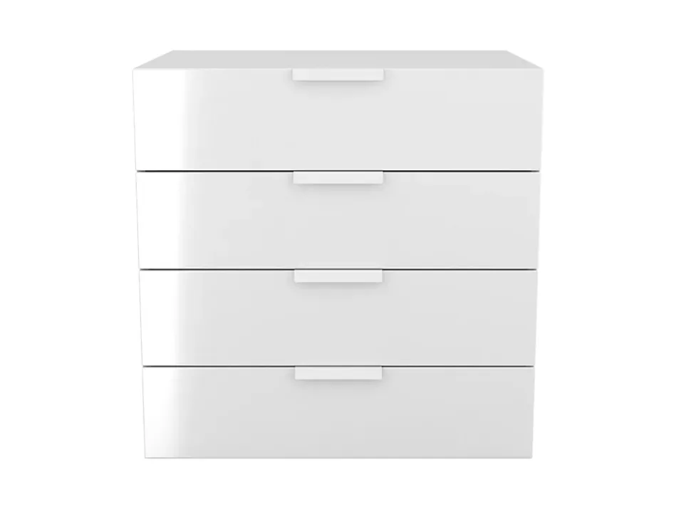 Commode blanche 4 tiroirs GoodHome Atomia H. 75 x L. 75 x P. 58 cm