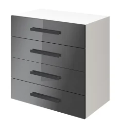 Commode blanche et anthracite brillant 4 tiroirs GoodHome Atomia H. 75 x L. 75 x P. 47 cm