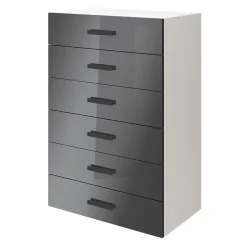 Commode blanche et anthracite brillant 6 tiroirs GoodHome Atomia H. 112,5 x L. 75 x P. 47 cm