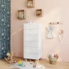 Commode blanche sur pieds 6 tiroirs chambre enfant GoodHome Atomia H. 123 x L. 50 x P. 45 cm