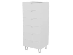 Commode blanche sur pieds 6 tiroirs chambre enfant GoodHome Atomia H. 123 x L. 50 x P. 45 cm