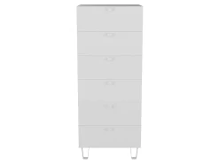 Commode blanche sur pieds 6 tiroirs chambre enfant GoodHome Atomia H. 123 x L. 50 x P. 45 cm