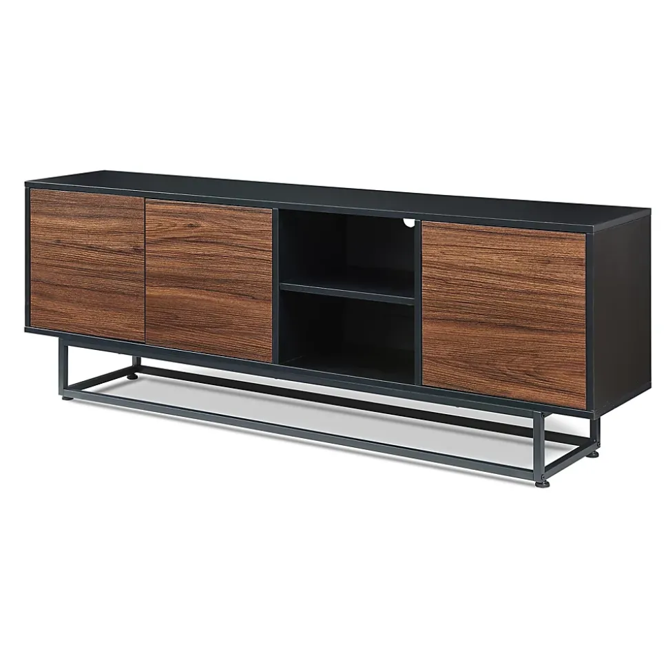 Commode Boxholm 160 x 30 x 57 cm noir effet noyer en.casa