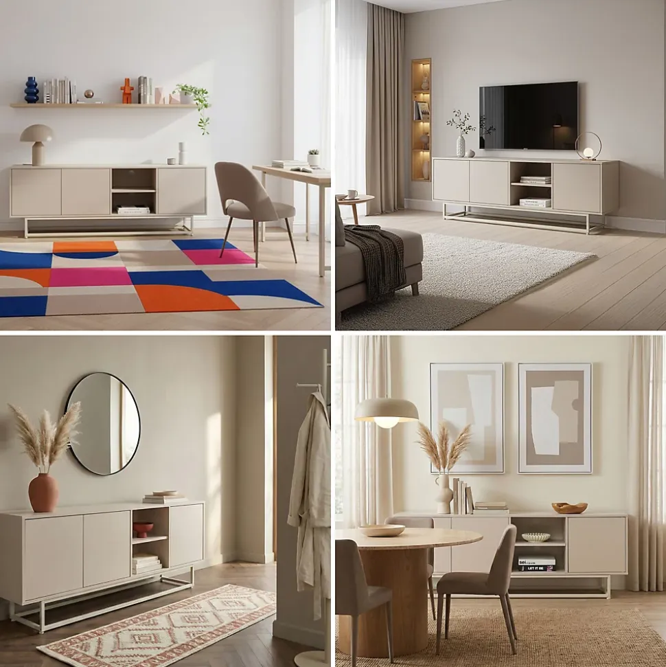 Commode Boxholm 160 x 30 x 57 cm sable en.casa