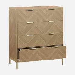 Commode Budapest. quatre tiroirs. décor chevrons L 80 x l 40 x H 95cm