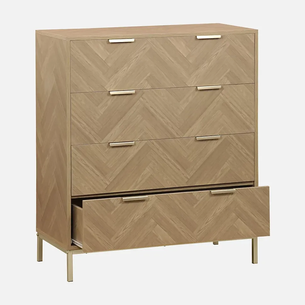 Commode Budapest. quatre tiroirs. décor chevrons L 80 x l 40 x H 95cm