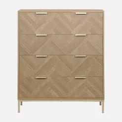 Commode Budapest. quatre tiroirs. décor chevrons L 80 x l 40 x H 95cm