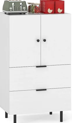 Commode Buffet, Armoire de Rangement avec 2 Tiroirs et Placard à Portes avec Pieds Métal Surélevés 60 x 41,5 x 102 CM (Marron)