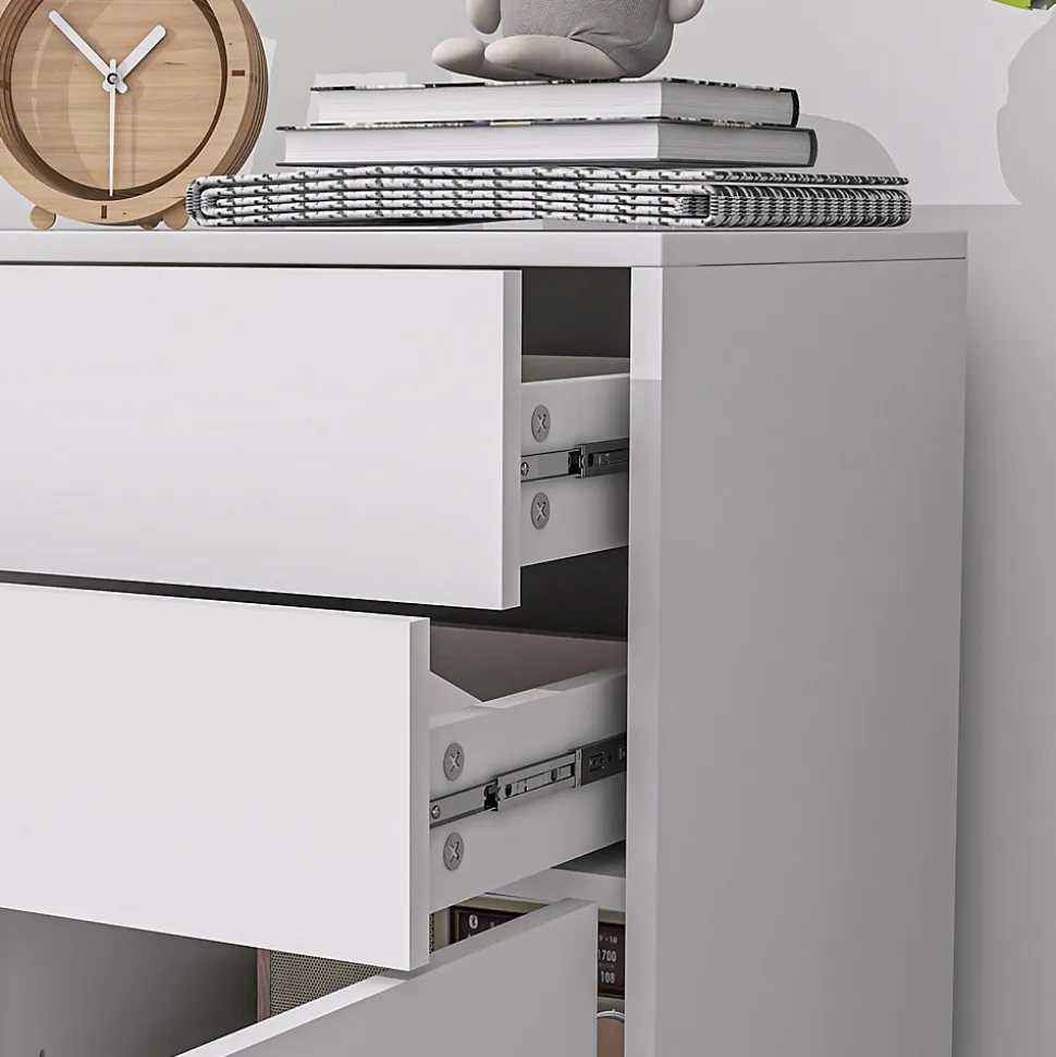 Commode buffet meuble de rangement 2 tiroirs 2 portes avec étagère 79 x 36 x 74 cm blanc laqué