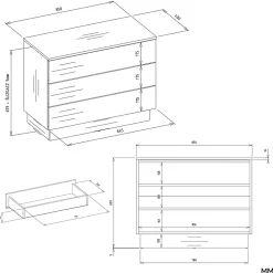 Commode, cachemire / beige, 85 x 66 x 40 cm